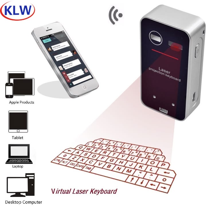 AGS Wireless Laser Projection Bluetooth Virtual Keyboard for Iphone, Ipad, Smartphone and Tablets