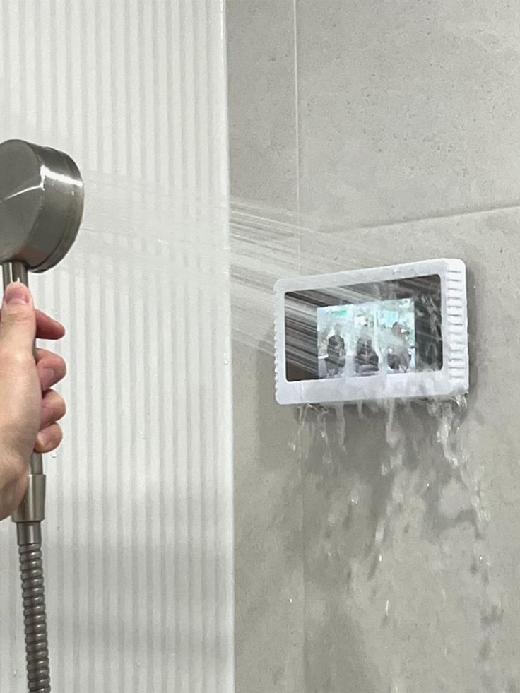 Lamicall Shower Phone Holder with Speaker Holes, IPX6 Waterproof Clear Sound & 480° Rotation Shower Case Accessories, Waterproof Bathroom Wall Mount for Mom iPhone 17 Pro Max, S26 Ultra, 4-7" Phone