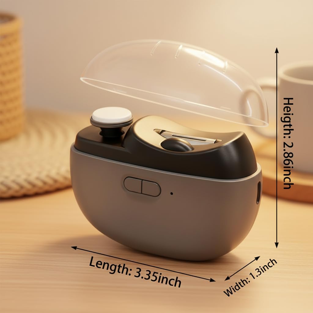 Electric Nail Clipper - 3 in 1 Upgraded Smart Trimming & Polishing Nail Clipper with 2 Adjustable Speeds, LED Light & Chip Collecting Box, Suitable for Adults, Elderly（Gray）