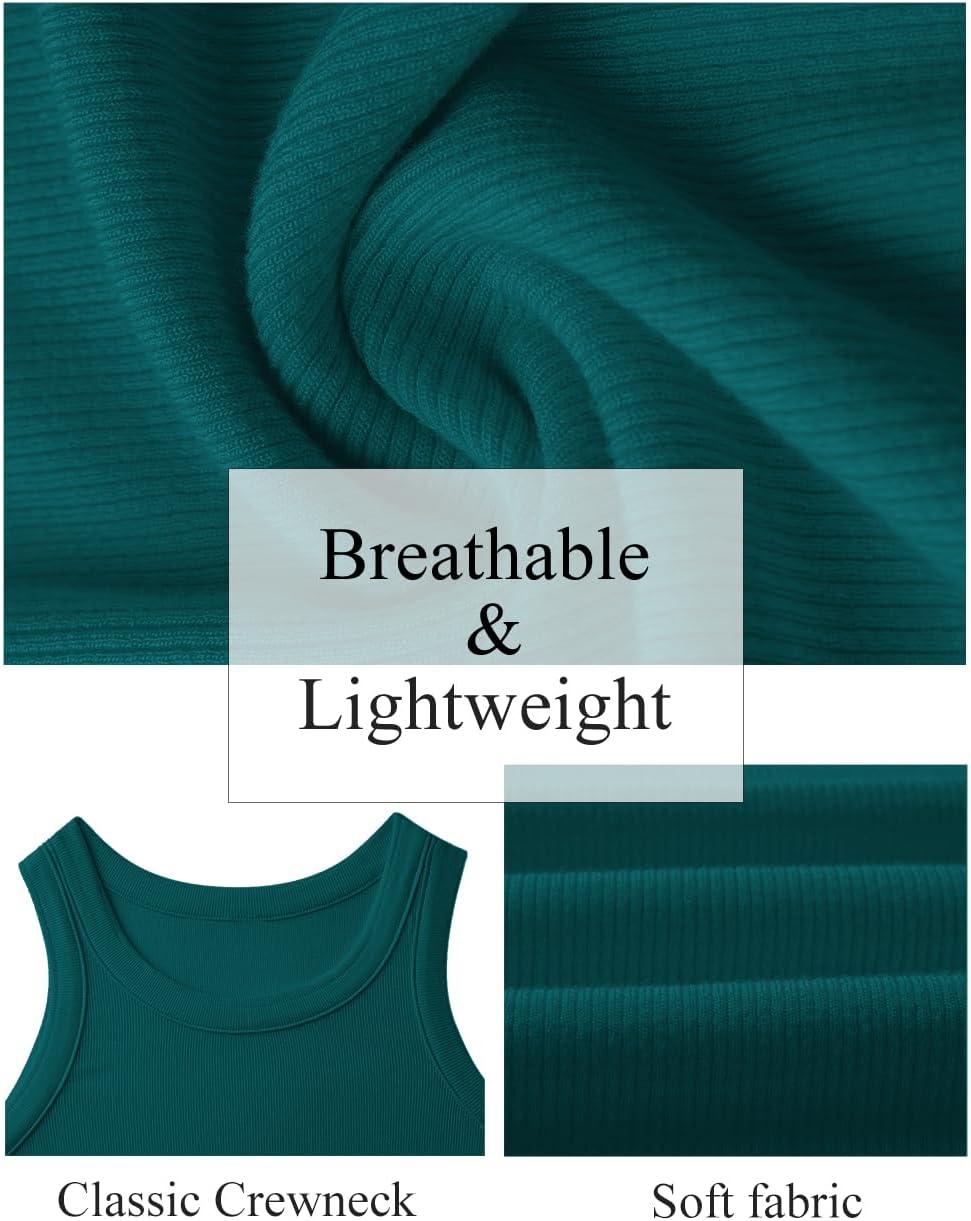 GKBK Womens Tank Tops High Neck Sleeveless Ribbed Tank Casual Basic Thick Strap Slim Fitted Racerback Shirts