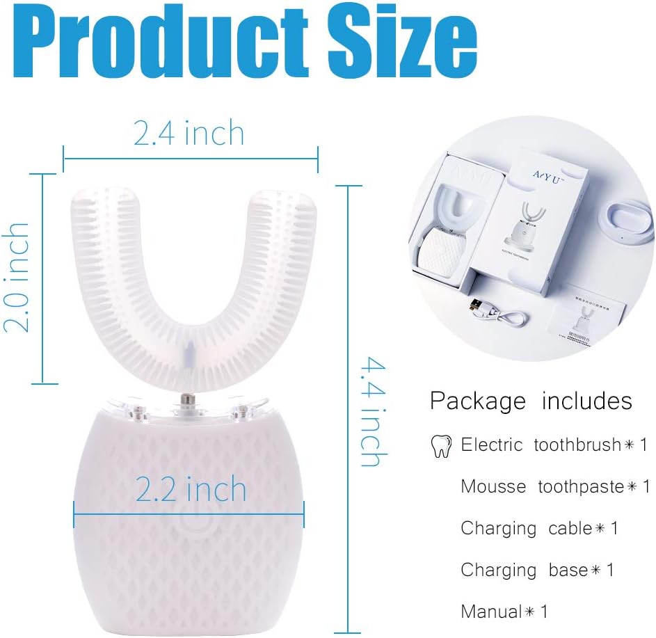 Ultrasonic Toothbrush for Adult Automatic Toothbrush 30'' Automatic Timer Wireless Charging Washable Travel Home Dual-use