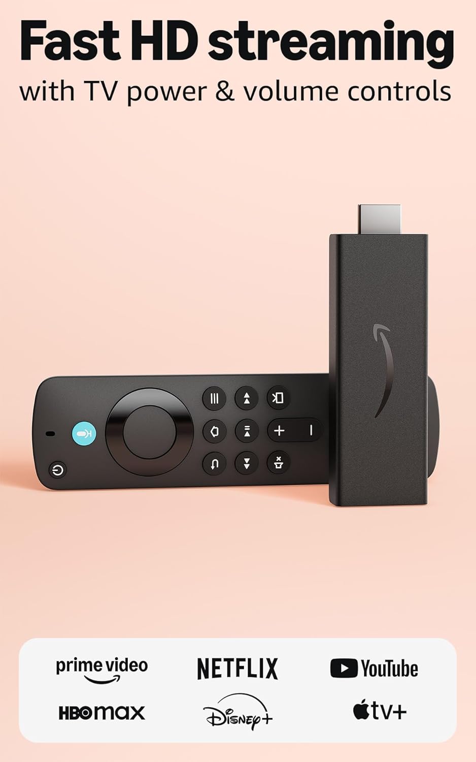 Amazon Fire TV Stick HD, free and live TV, Alexa Voice Remote, smart home controls, HD streaming