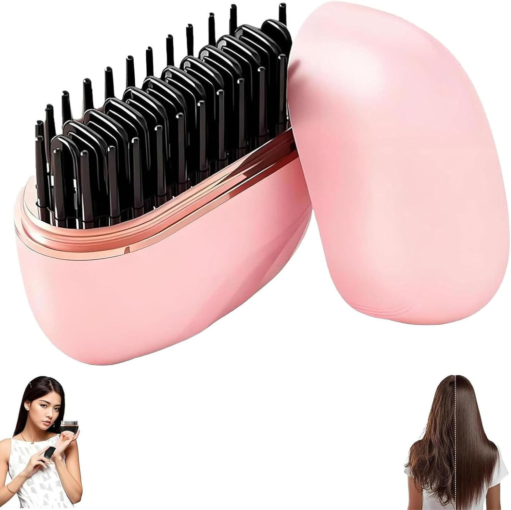 Yaslayp Glambrushs Mini Hair Straightener,Rechargeable Wireless Portable Hair Straightener Brush,3-Speed Temperature Control,Mini Hair Straightener for Women,Idea for Home Travel (Pink)