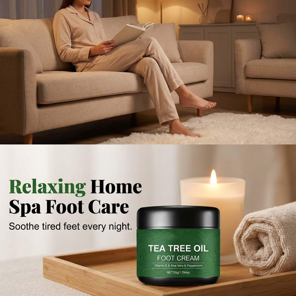 Tea Tree Oil Foot Cream, 2026 New Tea Tree Foot Moisturizer for Dry Cracked Heels and Feet, Soften & Renew Dry, Rough Feet (1)