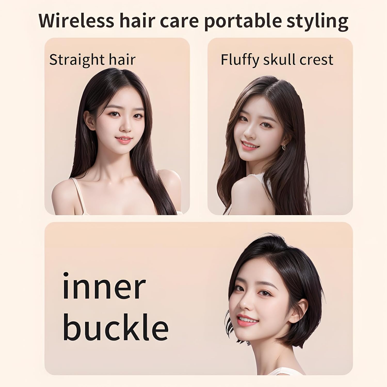 Yaslayp Glambrushs Mini Hair Straightener,Rechargeable Wireless Portable Hair Straightener Brush,3-Speed Temperature Control,Mini Hair Straightener for Women,Idea for Home Travel (Pink)