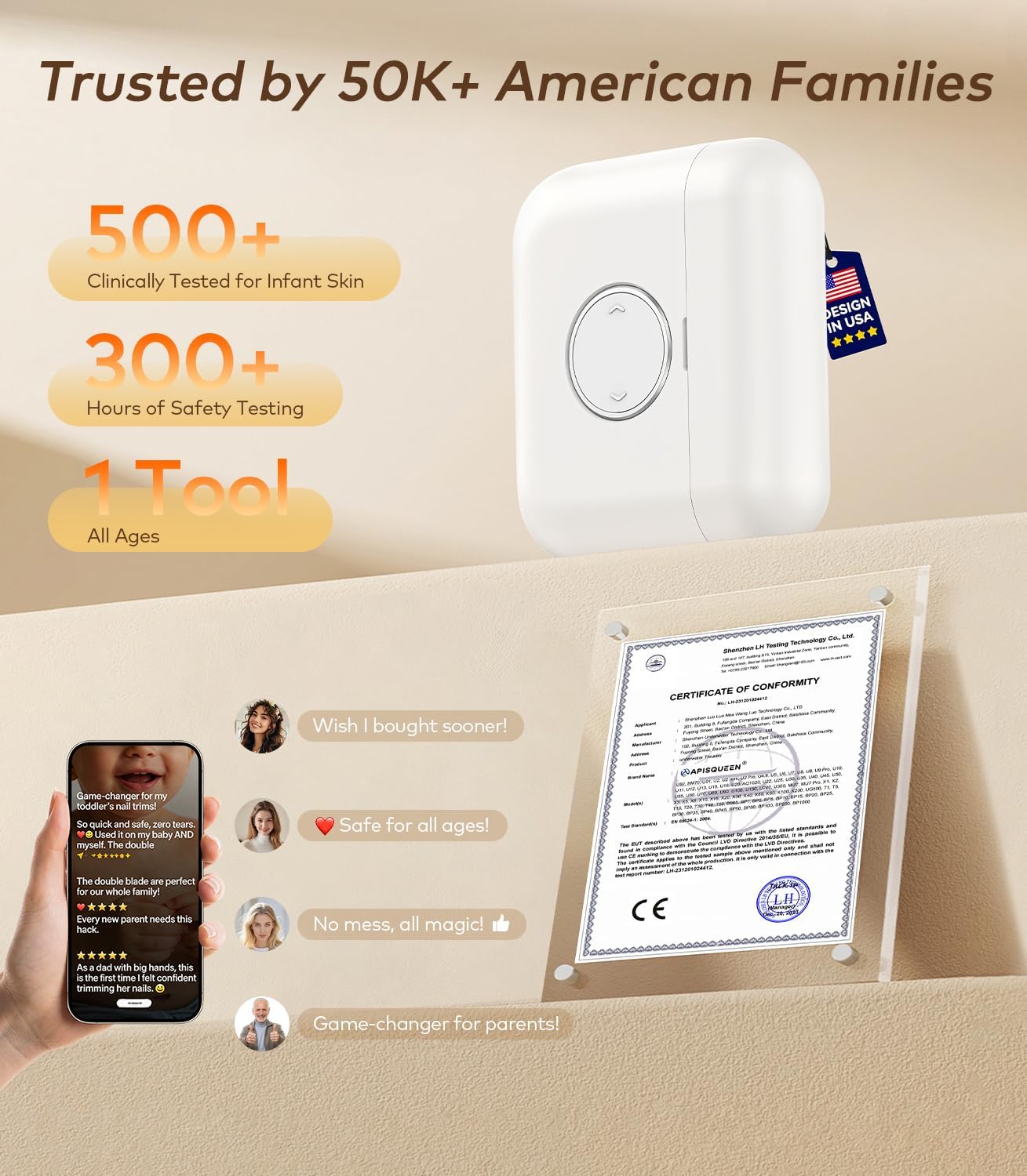 Electric Nail Clipper for Toe & Finger Nails【Dual-Blade Precision】 Automatic Nail Trimmer, Safe & Ultra-Quiet Electric Nail File with LED Light, 2-in-1 Trimmer & Grind for Seniors and Baby, White