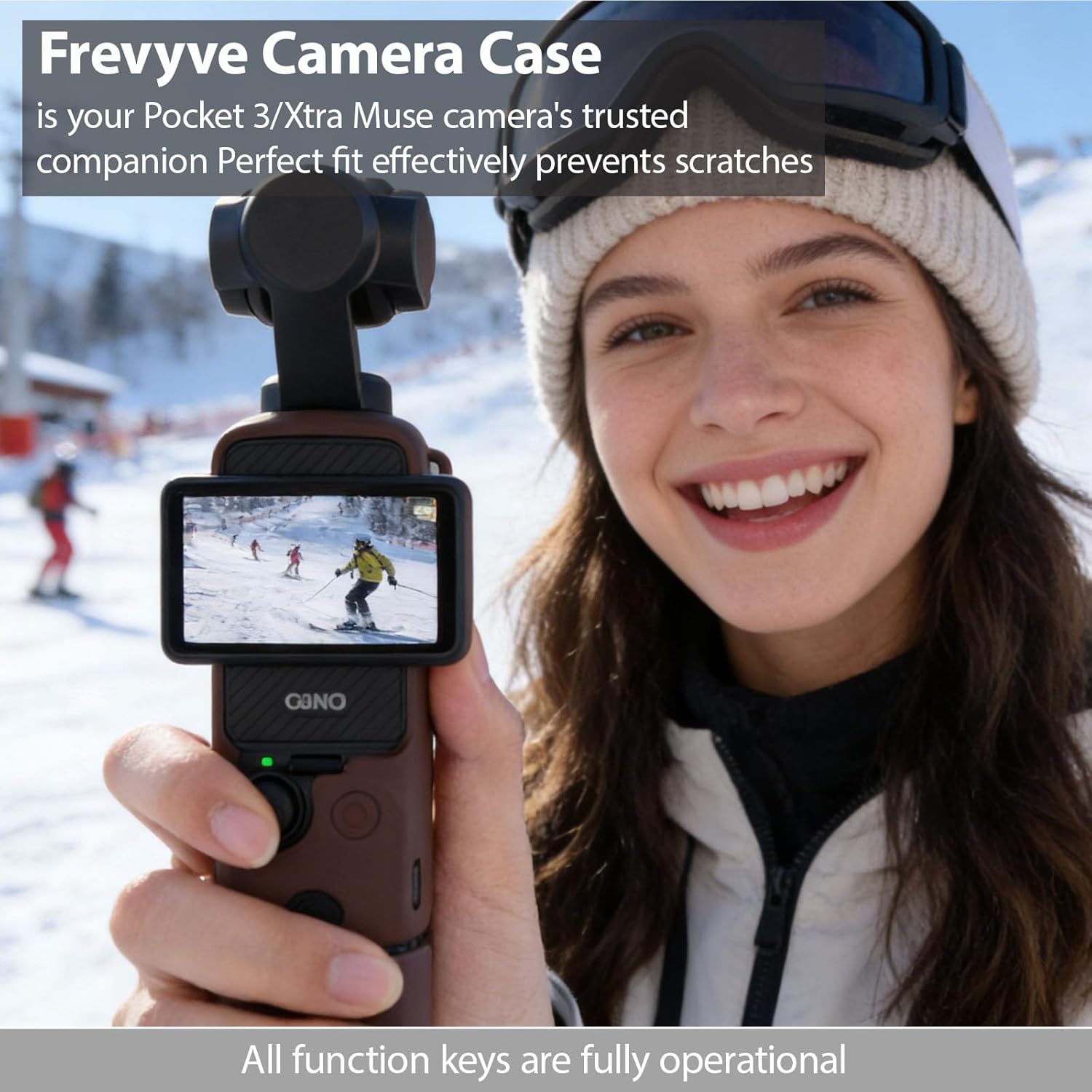 Case for DJI Osmo Pocket 3/Xtra Muse Camera, Soft Silicone Protective Case, Anti-Scratch, Slim Fit Skin with mic Cover and Screen Protector Accessories for Osmo Pocket 3/Xtra Muse (Brown)