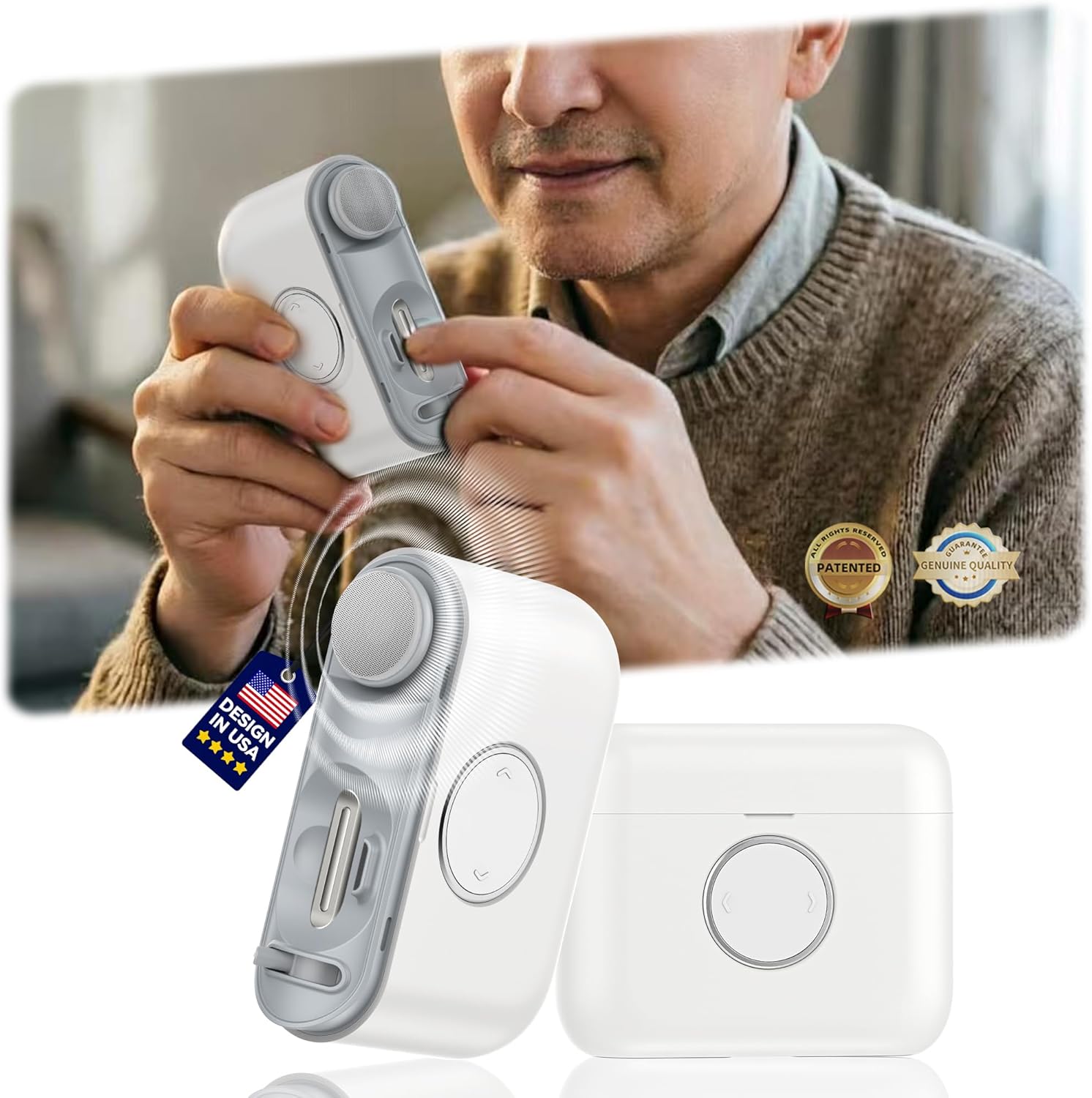 Electric Nail Clipper for Toe & Finger Nails【Dual-Blade Precision】 Automatic Nail Trimmer, Safe & Ultra-Quiet Electric Nail File with LED Light, 2-in-1 Trimmer & Grind for Seniors and Baby, White