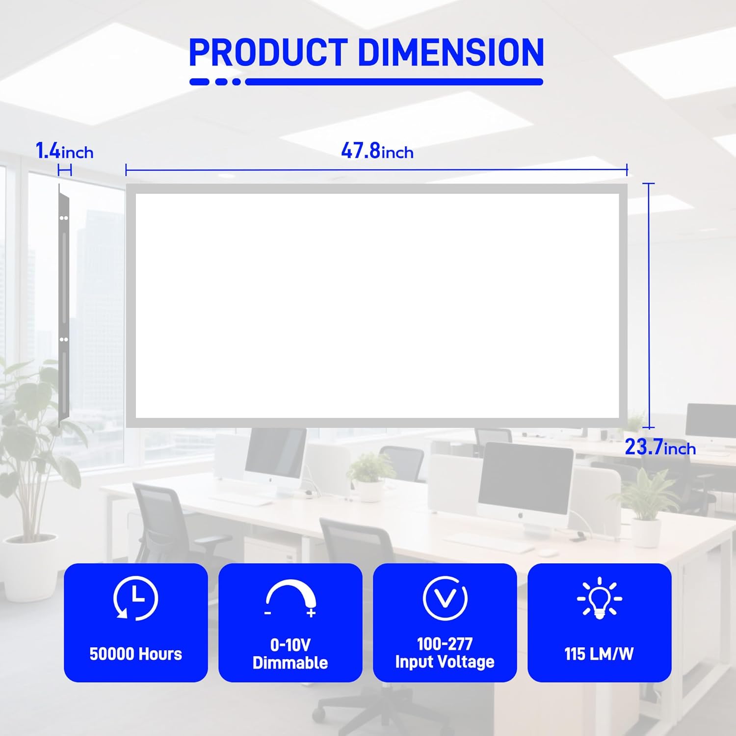hykolity 6 Pack 2x4 LED Flat Panel Troffer Light, 30/40/50W 3-Wattage Selectable, 0-10V Dimmable, 5000K 5500lm Lay in Fixture for Office, 3-Lamp F32T8 Fixture Replacement
