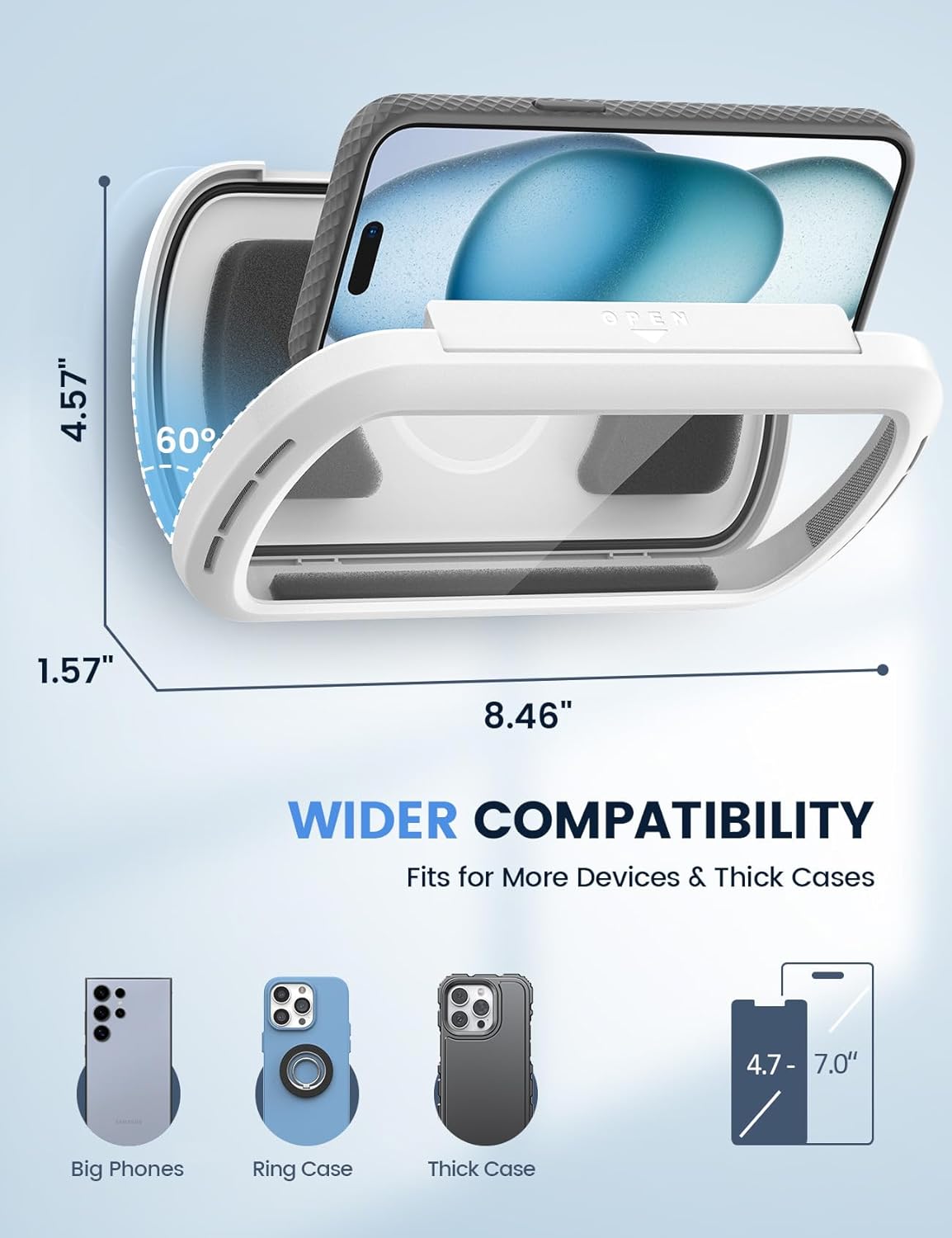 Lamicall Shower Phone Holder with Speaker Holes, IPX6 Waterproof Clear Sound & 480° Rotation Shower Case Accessories, Waterproof Bathroom Wall Mount for Mom iPhone 17 Pro Max, S26 Ultra, 4-7" Phone