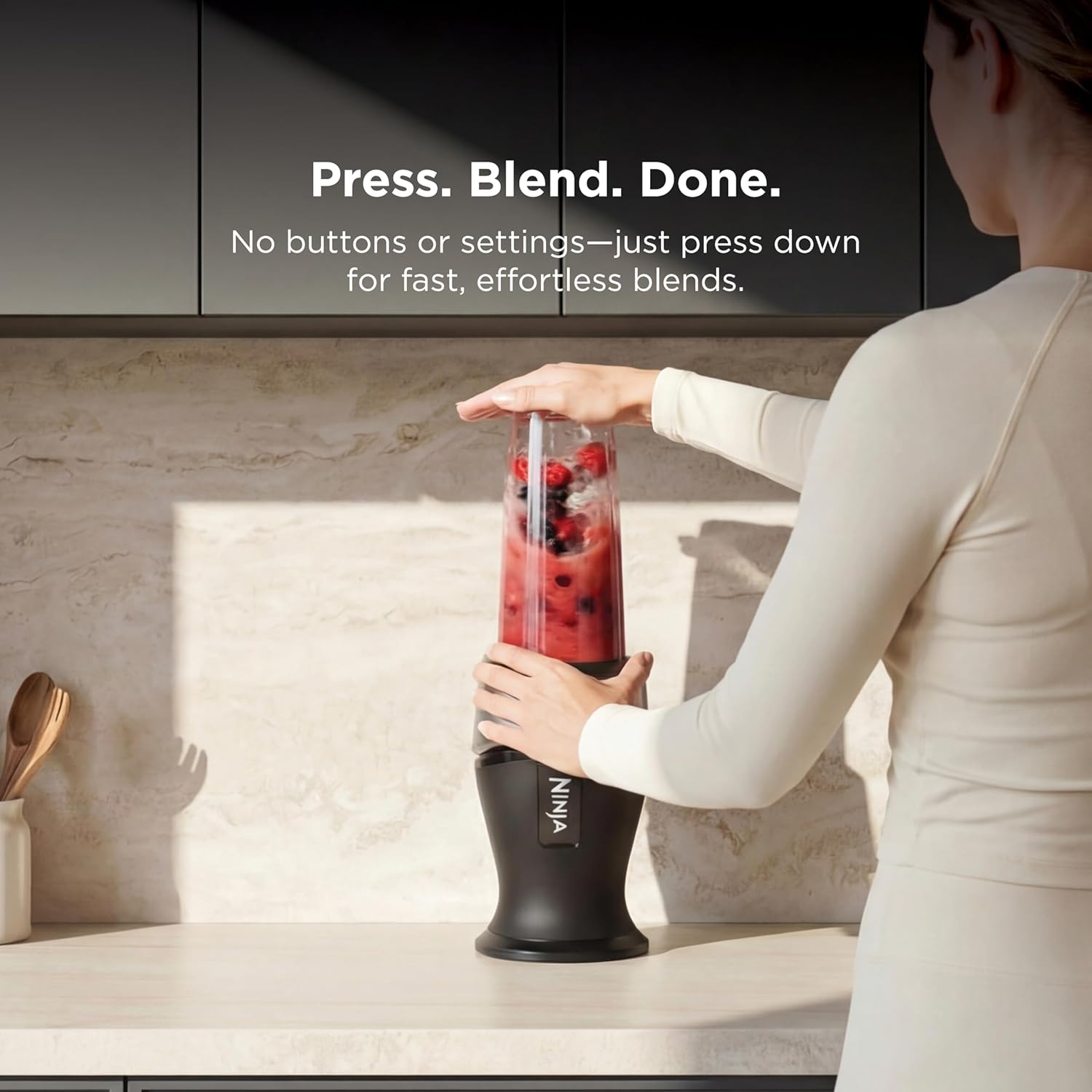 Ninja Fit Compact Personal Blender | Portable Blender for Smoothies, Shakes, and Frozen Blending | Includes (2) 16-oz. To-Go Cups and Spout Lids | 700 Watt | Black | QB3001SS