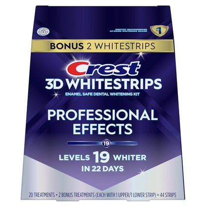 Crest 3D Whitestrips Professional Effects – Teeth Whitening Kit, 22 Treatments (20 + 2 Bonus), Each with 1 Upper/1Lower, 44 Strips – Crest 3DWhite Teeth Whitening Strips