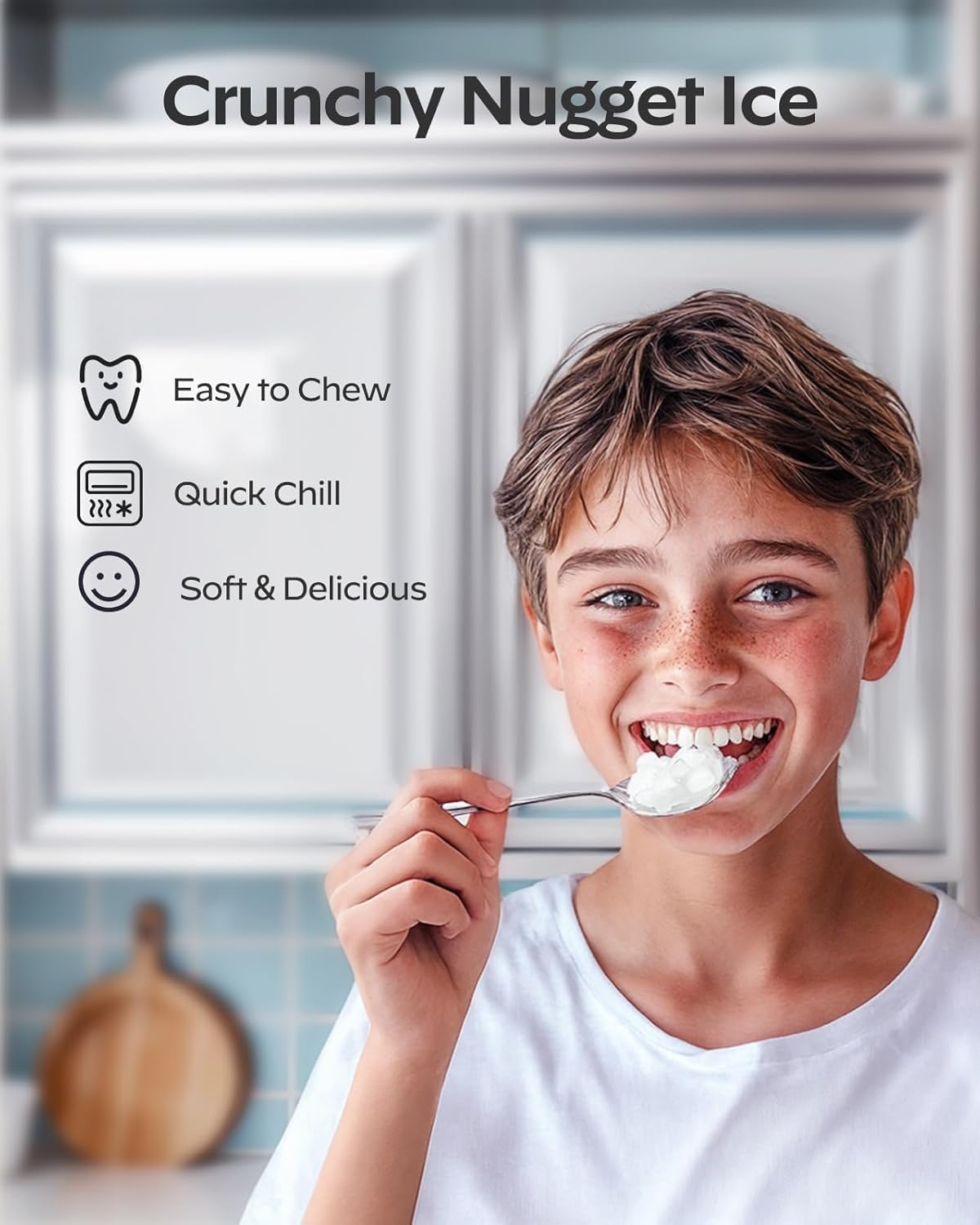 Silonn Nugget Ice Maker Countertop, Chewable Pellet Ice Machine with 33lbs Daily Produce, Pebble Ice Maker for Home Kitchen Office