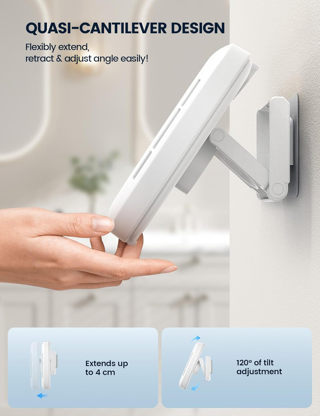 Lamicall Shower Phone Holder with Speaker Holes, IPX6 Waterproof Clear Sound & 480° Rotation Shower Case Accessories, Waterproof Bathroom Wall Mount for Mom iPhone 17 Pro Max, S26 Ultra, 4-7" Phone