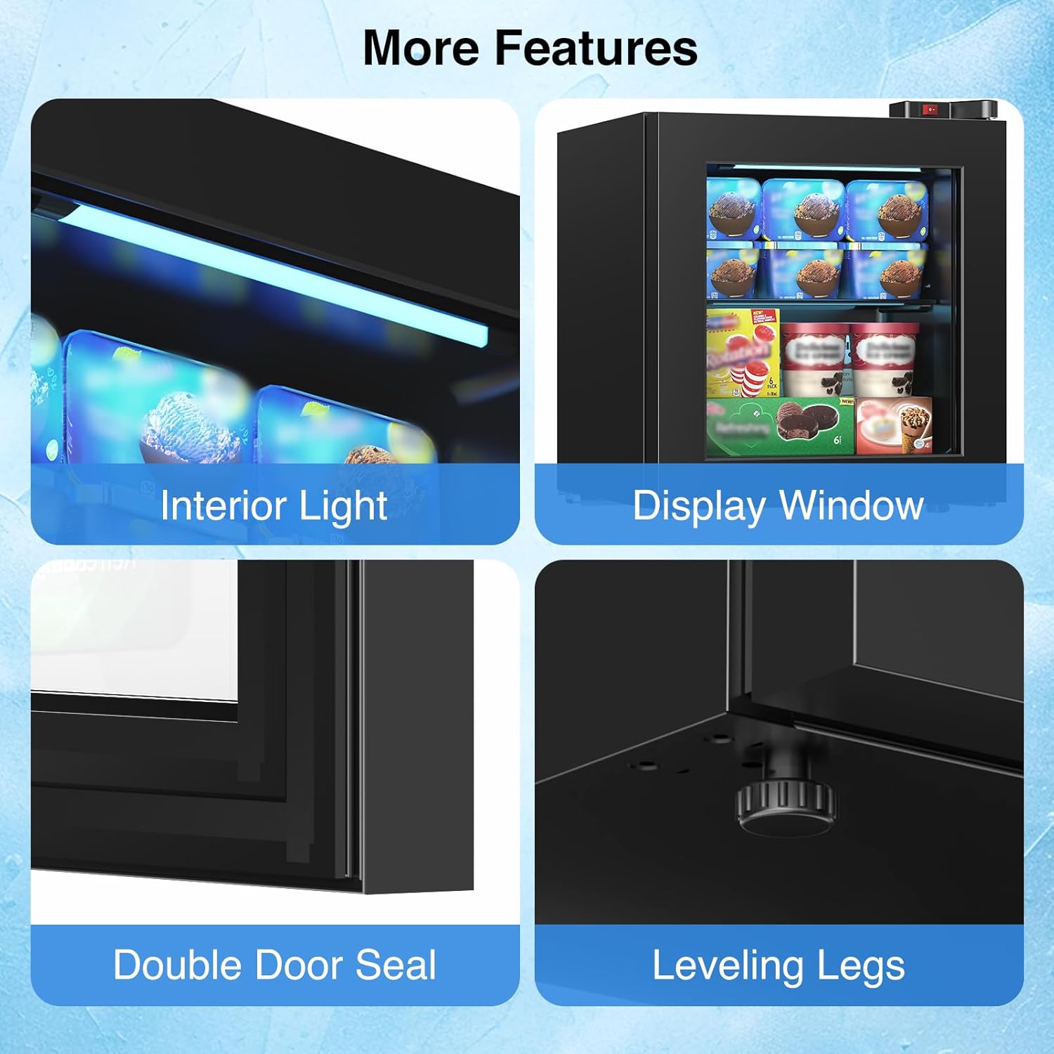 Electactic 1.1 Cu.ft Mini Freezer with Display Glass Door, 7-Level Temperature Control, -10°F to -18°F Deep Upright Freeze, Quiet & Energy-Saving Design, Black