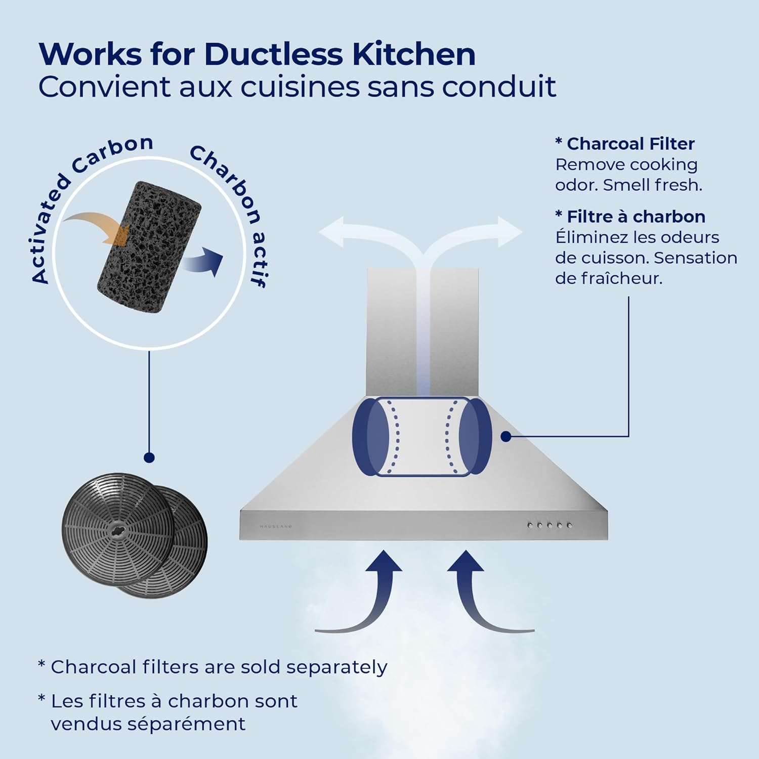 Hauslane Wall Mount Range Hood 30 Inch | Matte Black Wall Chimney | 6” Duct/Ductless Convertible, Strong Suction, Six-layer Aluminum Filters, Changeable LED Lamps, Stove Kitchen Vent Hood