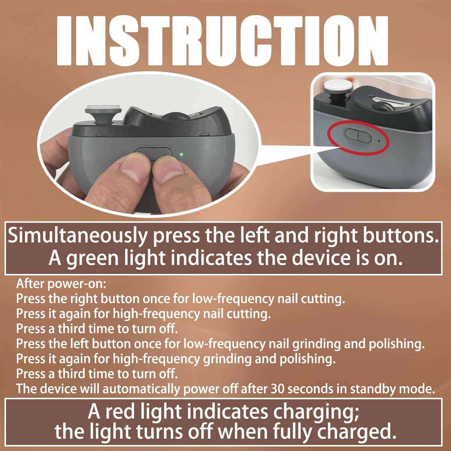 Electric Nail Clipper - 3 in 1 Upgraded Smart Trimming & Polishing Nail Clipper with 2 Adjustable Speeds, LED Light & Chip Collecting Box, Suitable for Adults, Elderly（Gray）