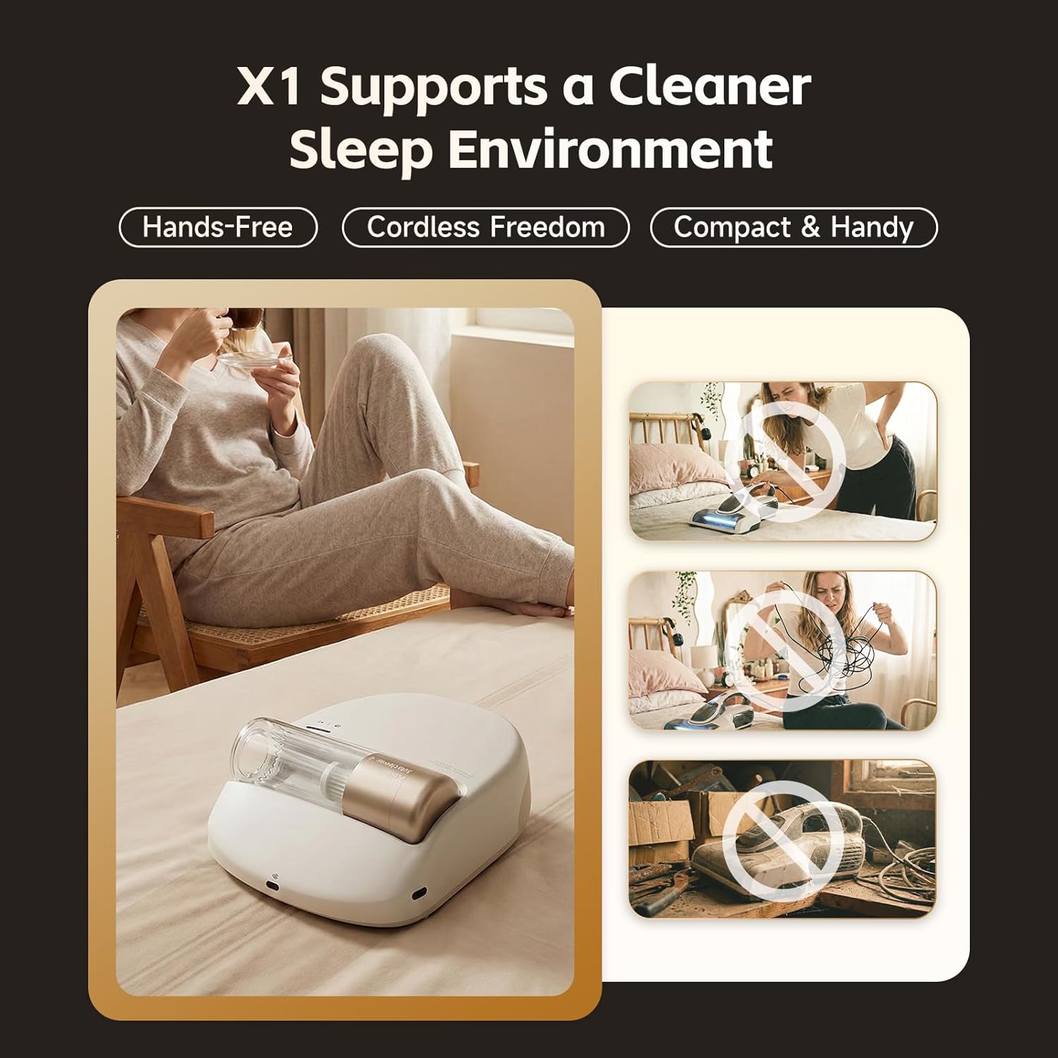 CREATULIZE X1 Robot Bed Vacuum, Automatic Mattress Vacuum Cleaner with Intelligent Path Planning, UV-C Light, HEPA Filter, One-Click 100% Dust & Pet Hair Removal for Bed, Mattress, Sofa, Carpet