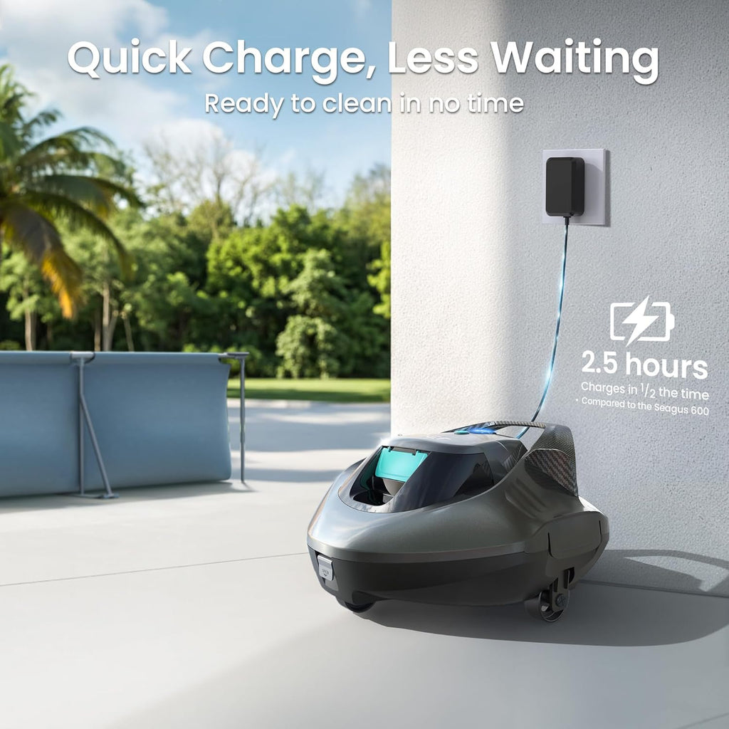(2026 Upgrade) AIPER Seagull SE Cordless Robotic Pool Cleaner, Above Ground Pool Vacuum with LED Indicator, Lasts 100 Mins, Self-Parking, Ideal for Flat Pools up to 860 sq.ft (Renewed)