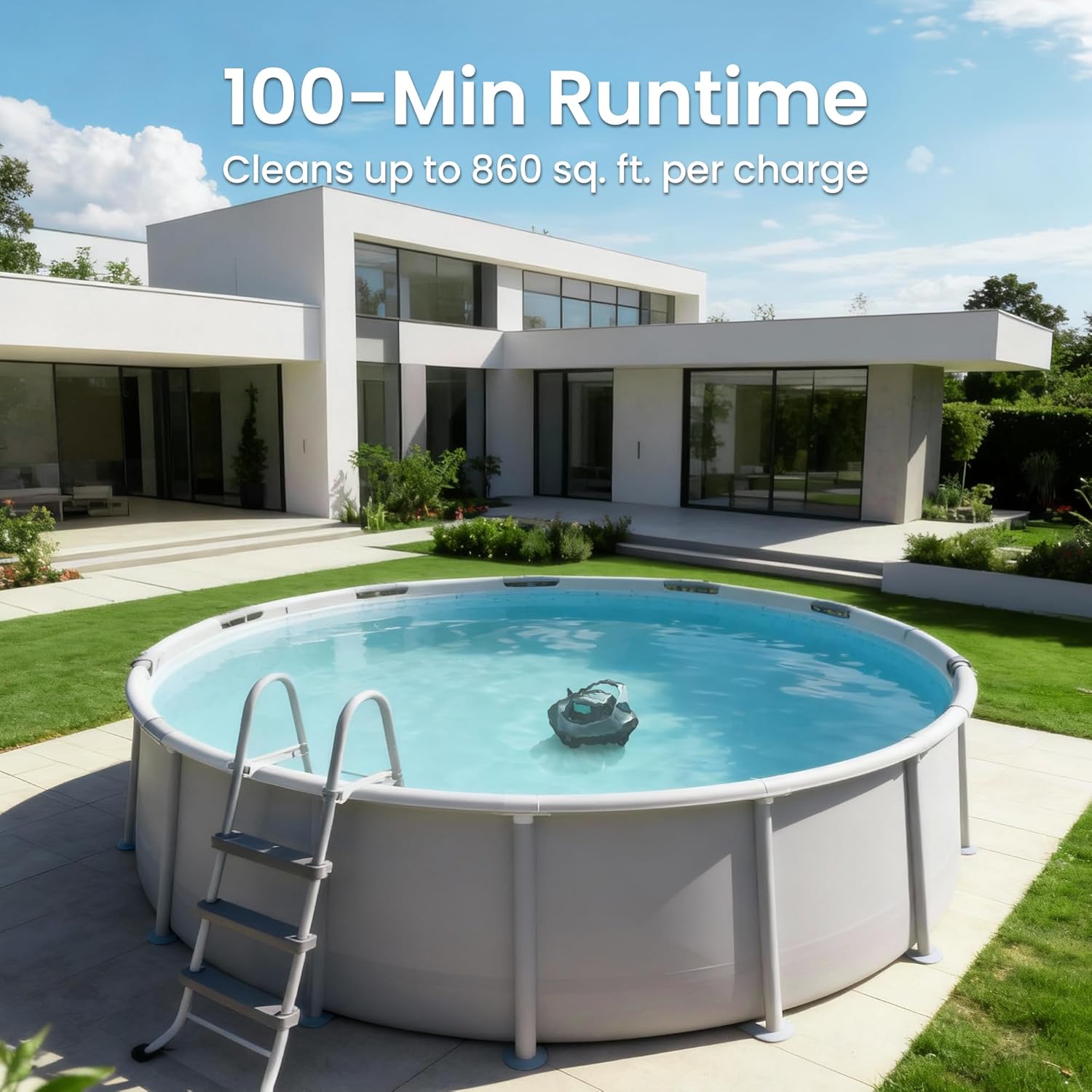 (2026 Upgrade) AIPER Seagull SE Cordless Robotic Pool Cleaner, Above Ground Pool Vacuum with LED Indicator, Lasts 100 Mins, Self-Parking, Ideal for Flat Pools up to 860 sq.ft (Renewed)