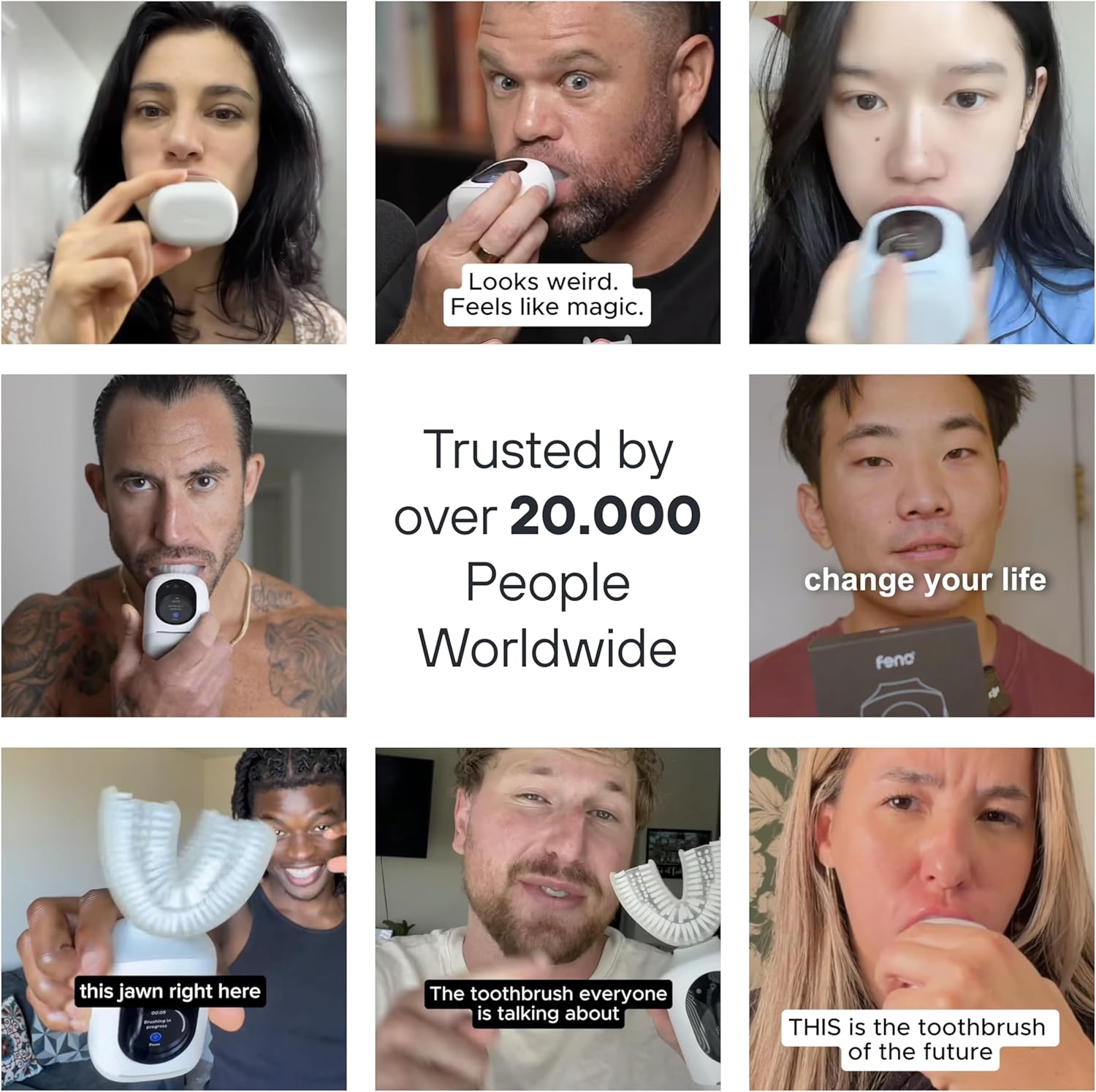 Feno Smartbrush Electric Toothbrush for Adults – AI-Powered Oscillating Toothbrush with App and Personalized Mouthpiece, 20-Second Deep Clean, Rechargeable, Includes 1 Bottle of Feno Foam Toothpaste