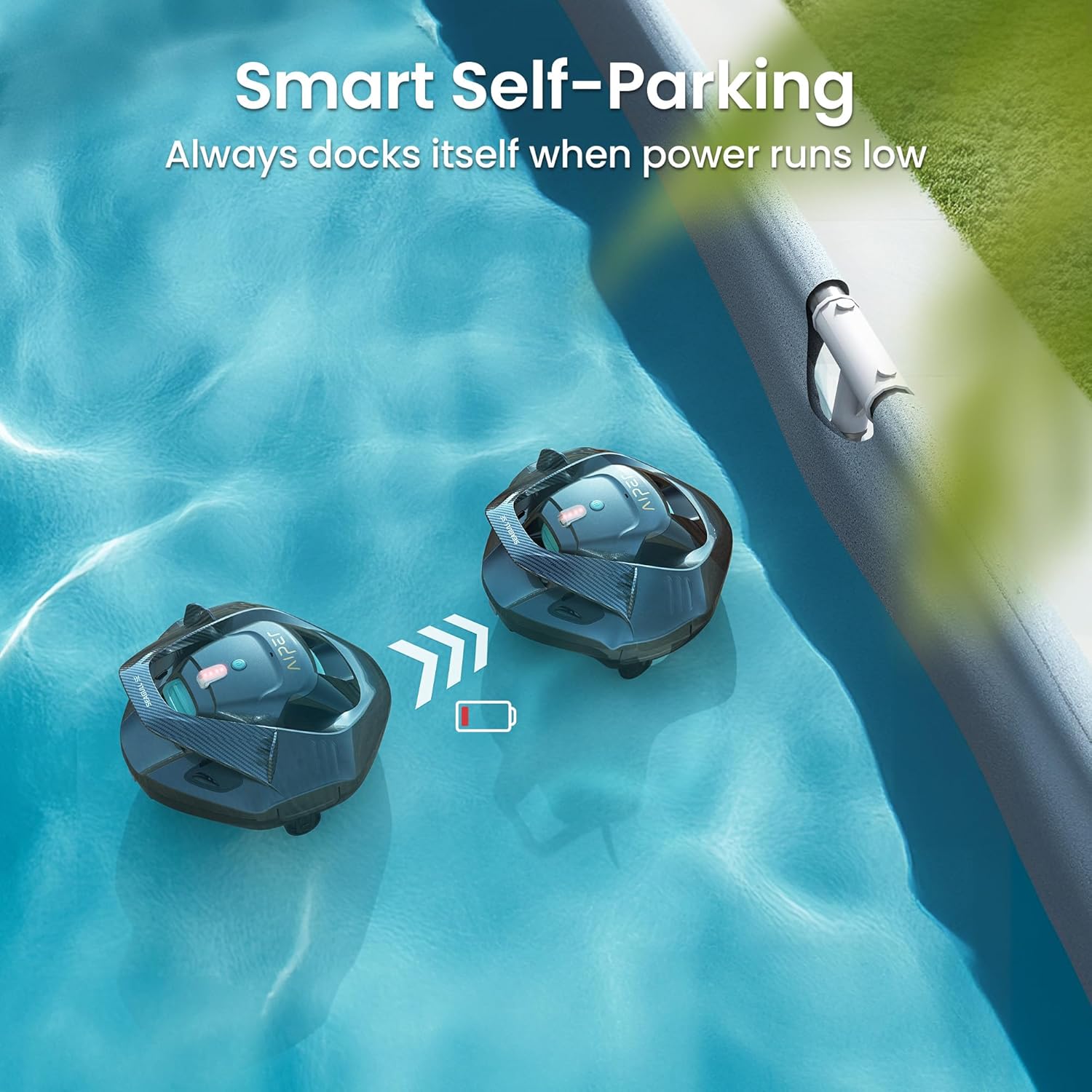(2026 Upgrade) AIPER Seagull SE Cordless Robotic Pool Cleaner, Above Ground Pool Vacuum with LED Indicator, Lasts 100 Mins, Self-Parking, Ideal for Flat Pools up to 860 sq.ft (Renewed)