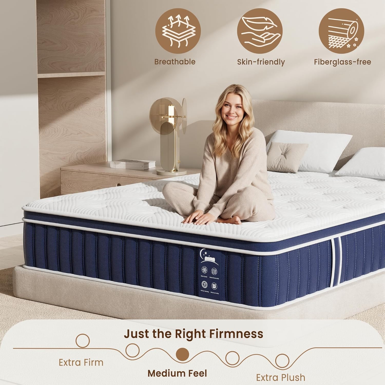 Twin Size 12 Inch Hybrid Mattress with Targeted Comfort, Pocket Coil & Foam, Medium Firm Mattress for Kids, Teens & Guest Rooms, Mattress in a Box, CertiPUR-US Certified