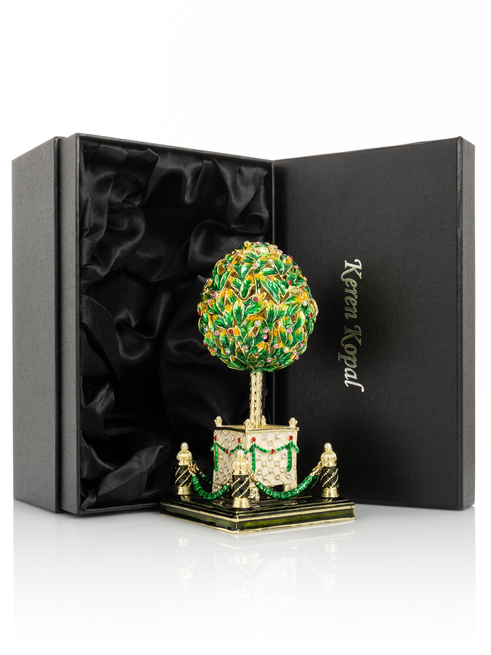 Bay Tree Faberge Egg with Colorful Crystals