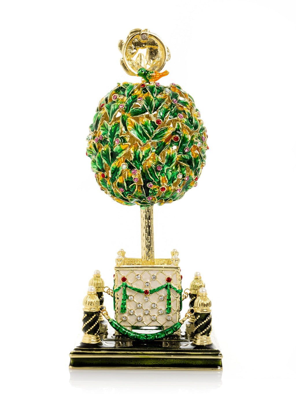 Bay Tree Faberge Egg with Colorful Crystals