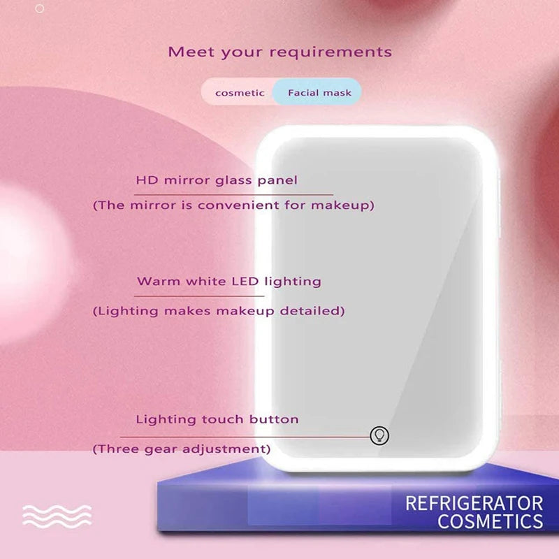 8L Desktop Mini Beauty Makeup Skincare Fridge Small Cosmetics Refrigerator Compact Cooler Warmer for Bedroom Office Car Dorm