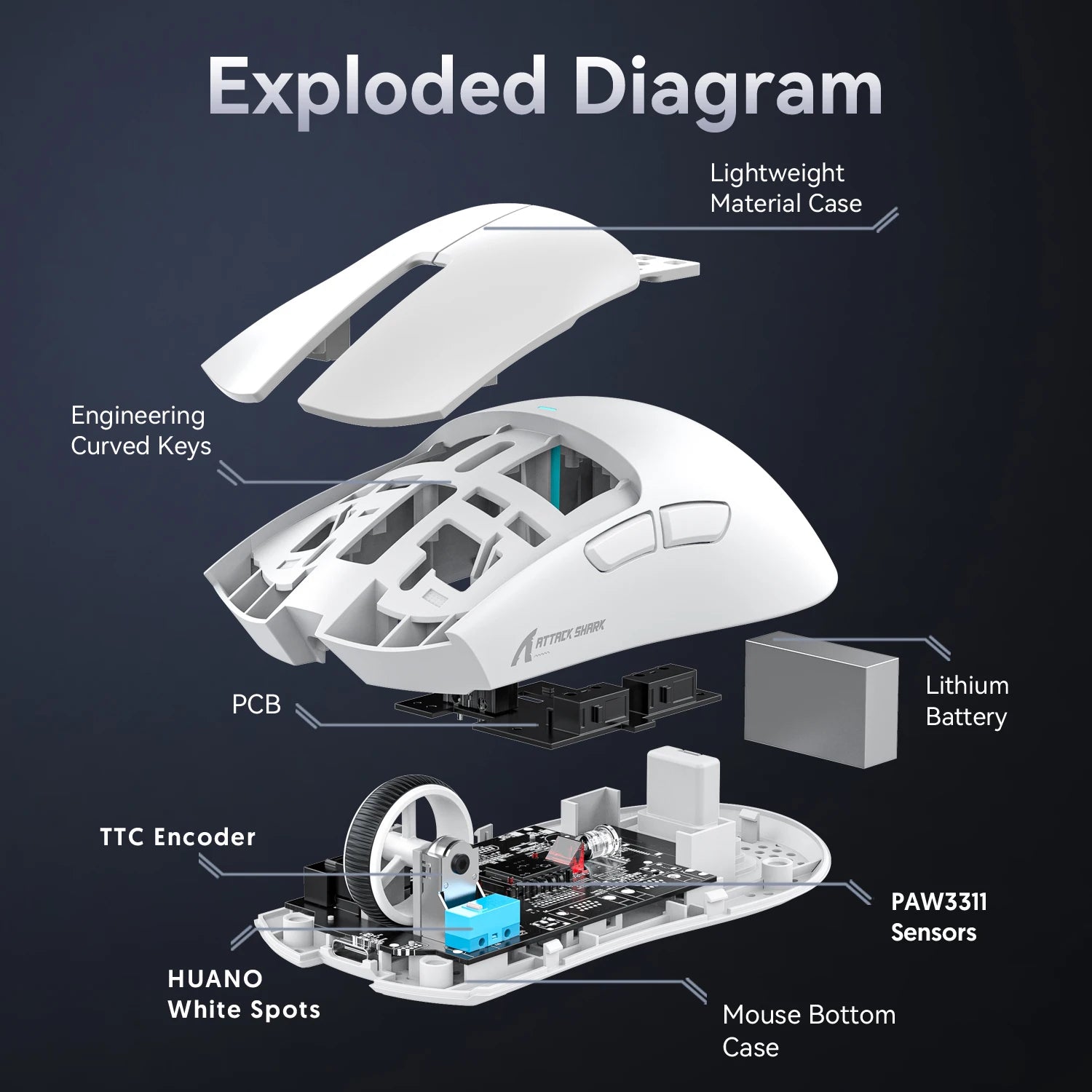X11 Attack Shark Gaming Mouse Wireless 1K Hz PAW3311 Macro Magnetic RGB Docking Charger for Gaming